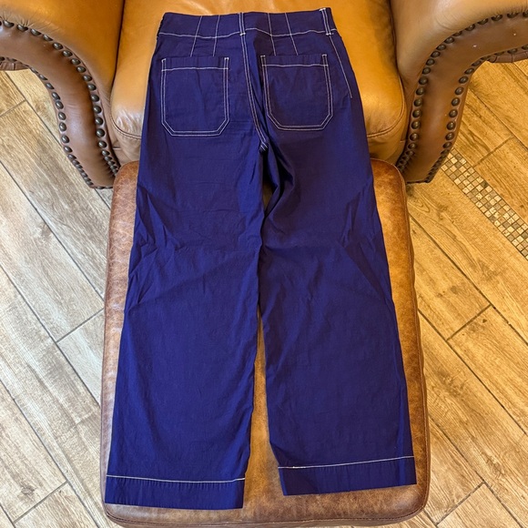 Anthropologie Maeve The Colette Crop Wide Leg Pants 26 Contrast Stitch Edition - Picture 4 of 9
